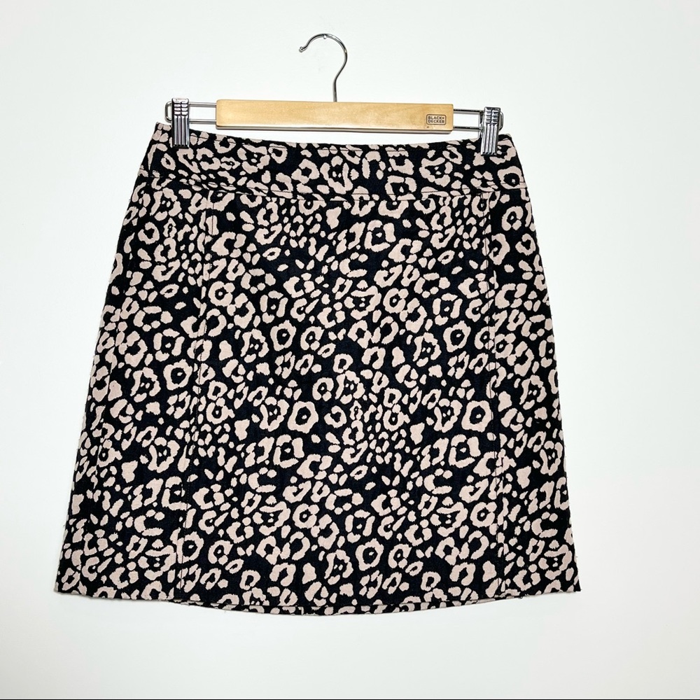LOFT Black & Tan Cheetah Print Pencil Mini Skirt